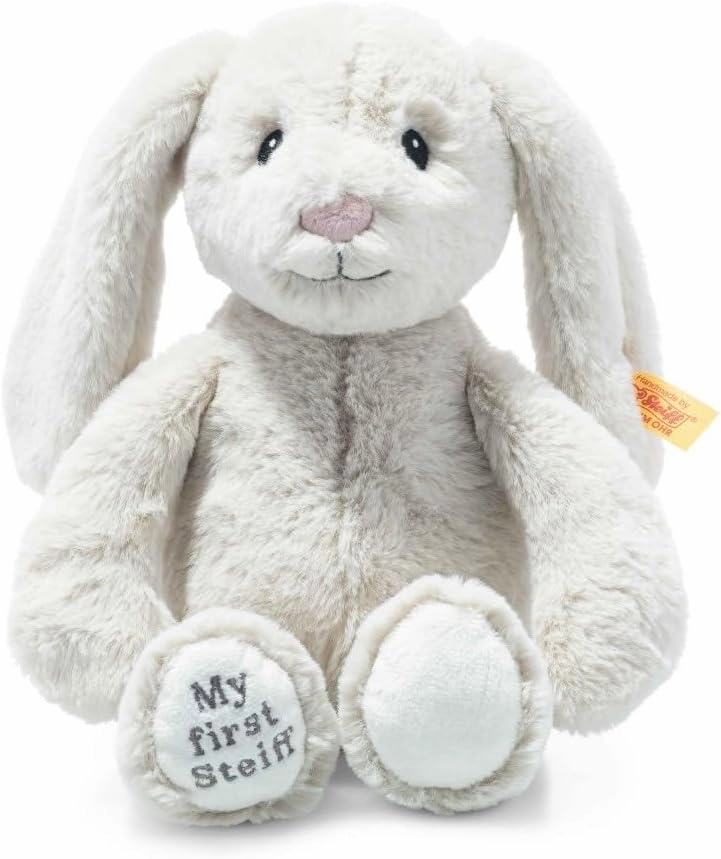 Steiff Soft Cuddly Friends My First Hoppie Rabbit 10", Premium Stuffed Animal, Cream