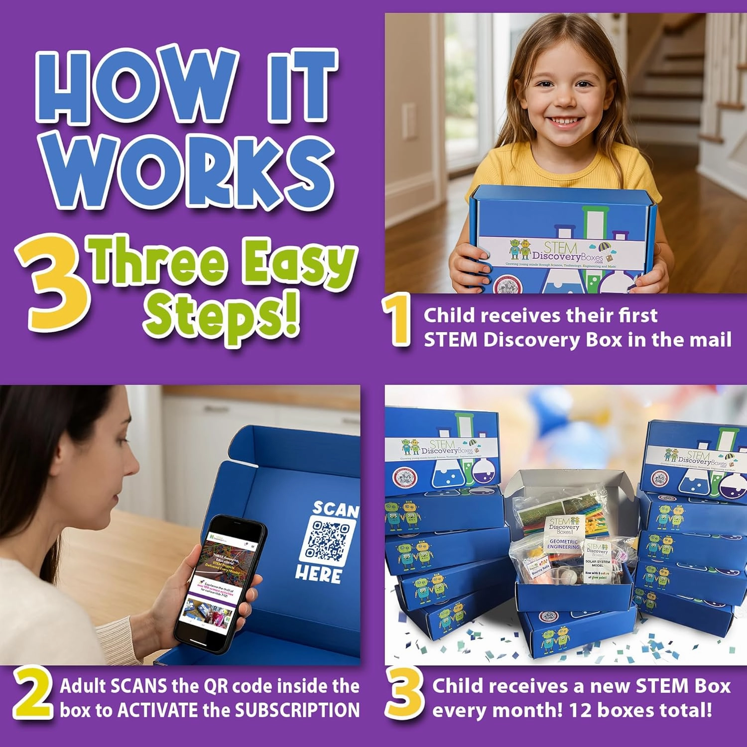 STEM Discovery Box 6 Month Subscription with 18 Total STEM Projects - Educational Science Technology Engineering Learning Lab - Kids Experiment Activity Build Sets - Girls & Boys Children Age 7 - Teen