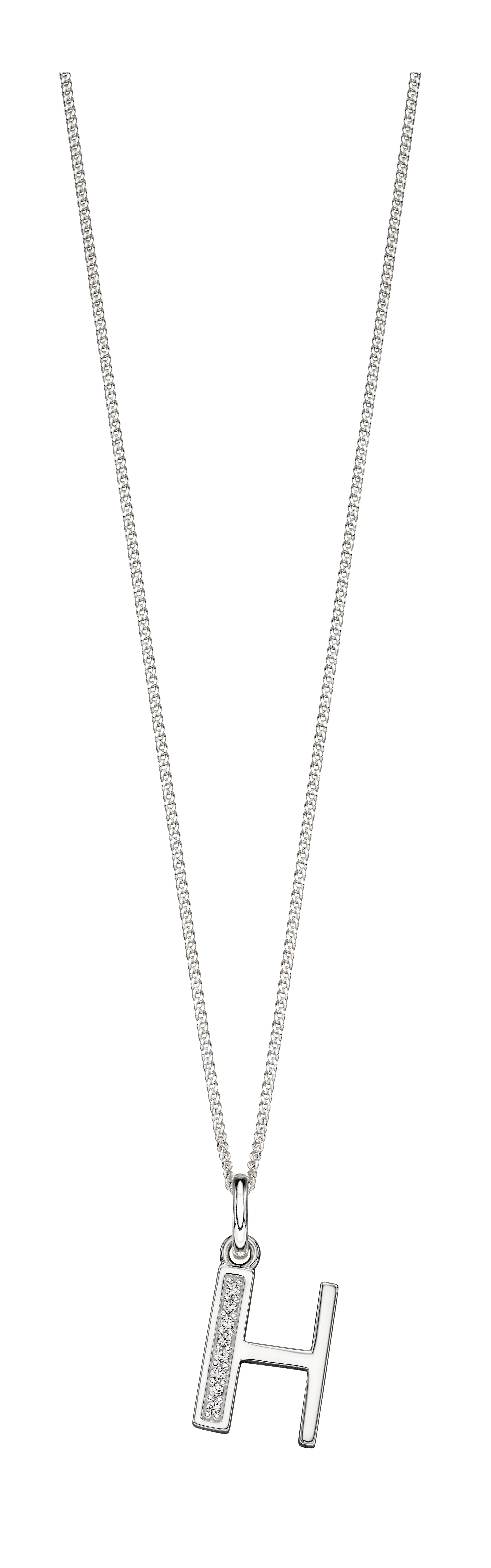 Sterling silver CZ set Art Deco initial H  Pendant 34200