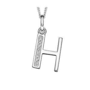 Sterling silver CZ set Art Deco initial H  Pendant 34200