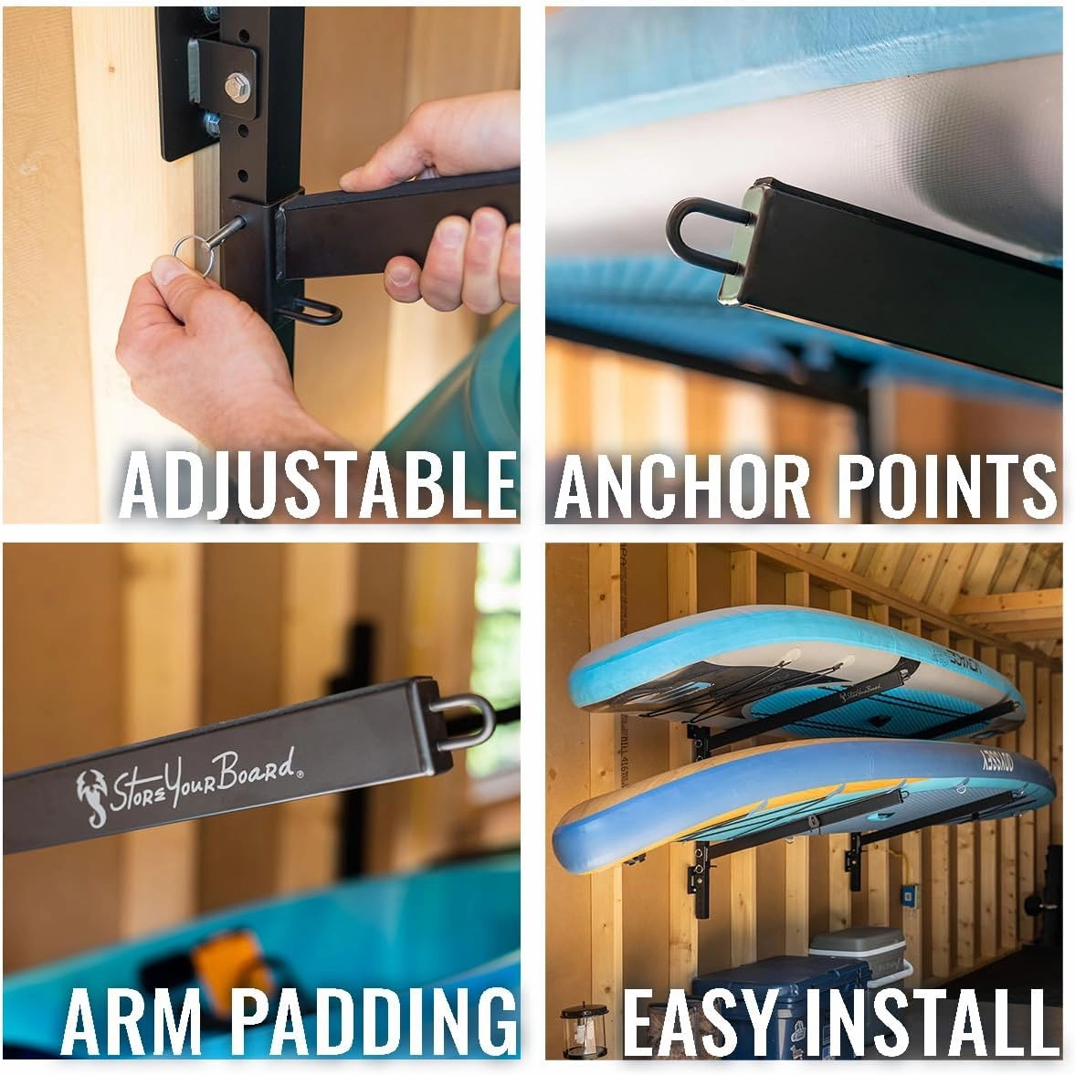 StoreYourBoard G-SUP Wall Mounted Standup Paddleboard Storage Rack, Adjustable Levels, Stand-up Paddle Board Holder