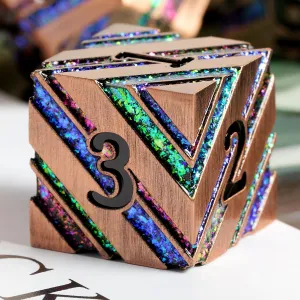 Stripe Metal Dice,DNDND Metallic Glitter Stripes DND Dice with Gift Metal Box for Dungeons and Dragons Tabletop Game (Colorful Stripes)