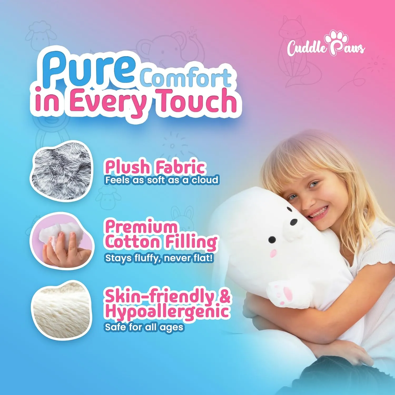 Stuffed Animal Big Bunny Body Pillow – Soft Plush Toy & Throw Pillow for Kids, Medium (35 Inches), Soft Plushies Stuff Gift for Boys and Girls