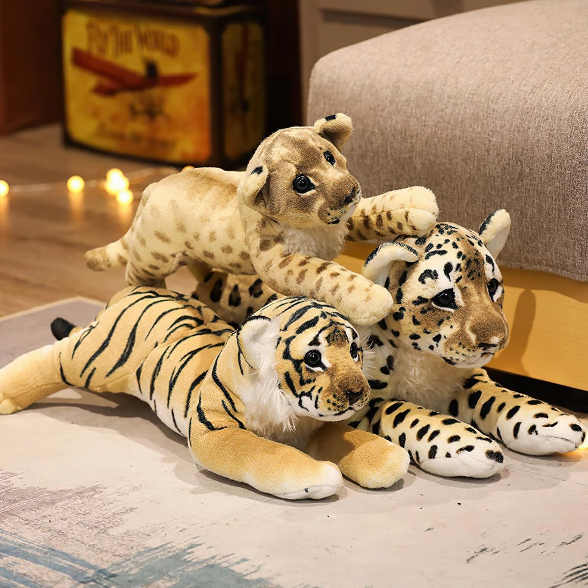 Stuffed Animal Lion 19" Lion Stuffed Animals Plush Pillow Realistic Stuffed Baby Lion Plush Toys Safari Animals Toys Jaguar Cute Plushies Birthday for Kids Boys Girls