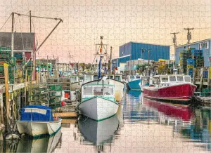 Summer Puzzles for Adults 1000 Pieces - Portland Fishing Harbour at Sunset Funny Challenging Jigsaw Puzzle Perfect for Game Nights