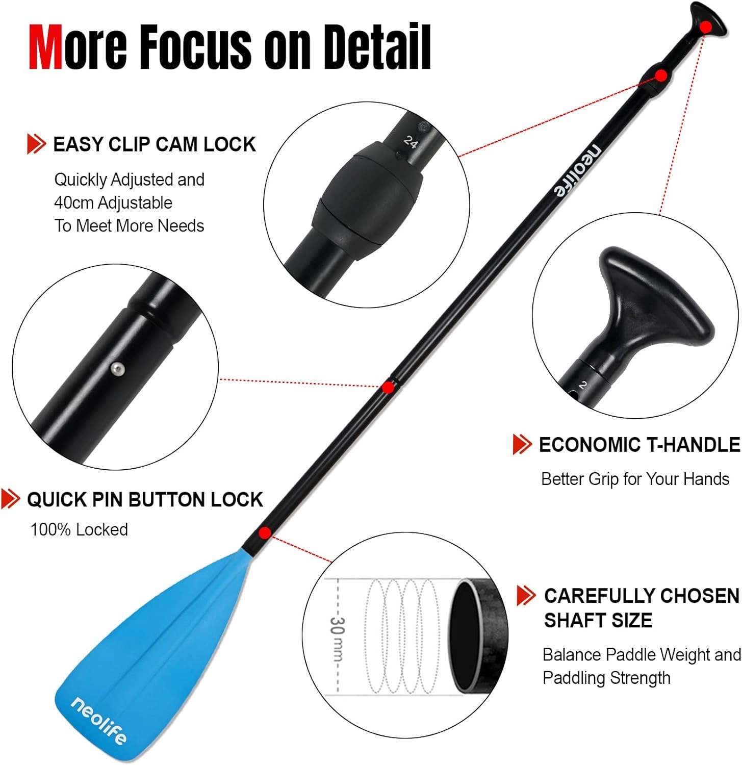 SUP Paddleboard Paddle with Aluminum Shaft and Nylon Blade, Lightweight Stand Up Paddle Board Oars, Adjustable170-210 cm/68-84 inch