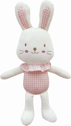 Super Soft Organic Cotton Baby First Friend, Plush Animal Toys, Cuddly Bunny Comforter, Pillow Buddy - Chubby Cheeks Frill Bunny (Cherry Blossom)
