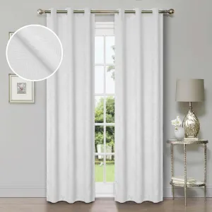 Superior Blackout Curtains, Window Accents, Sun Blocking, Living Room, Bedroom Darkening, Modern Geometric Waves, Grommet Header, Waverly Collection, Set of 2 Panels, 52" x 84", Snow White