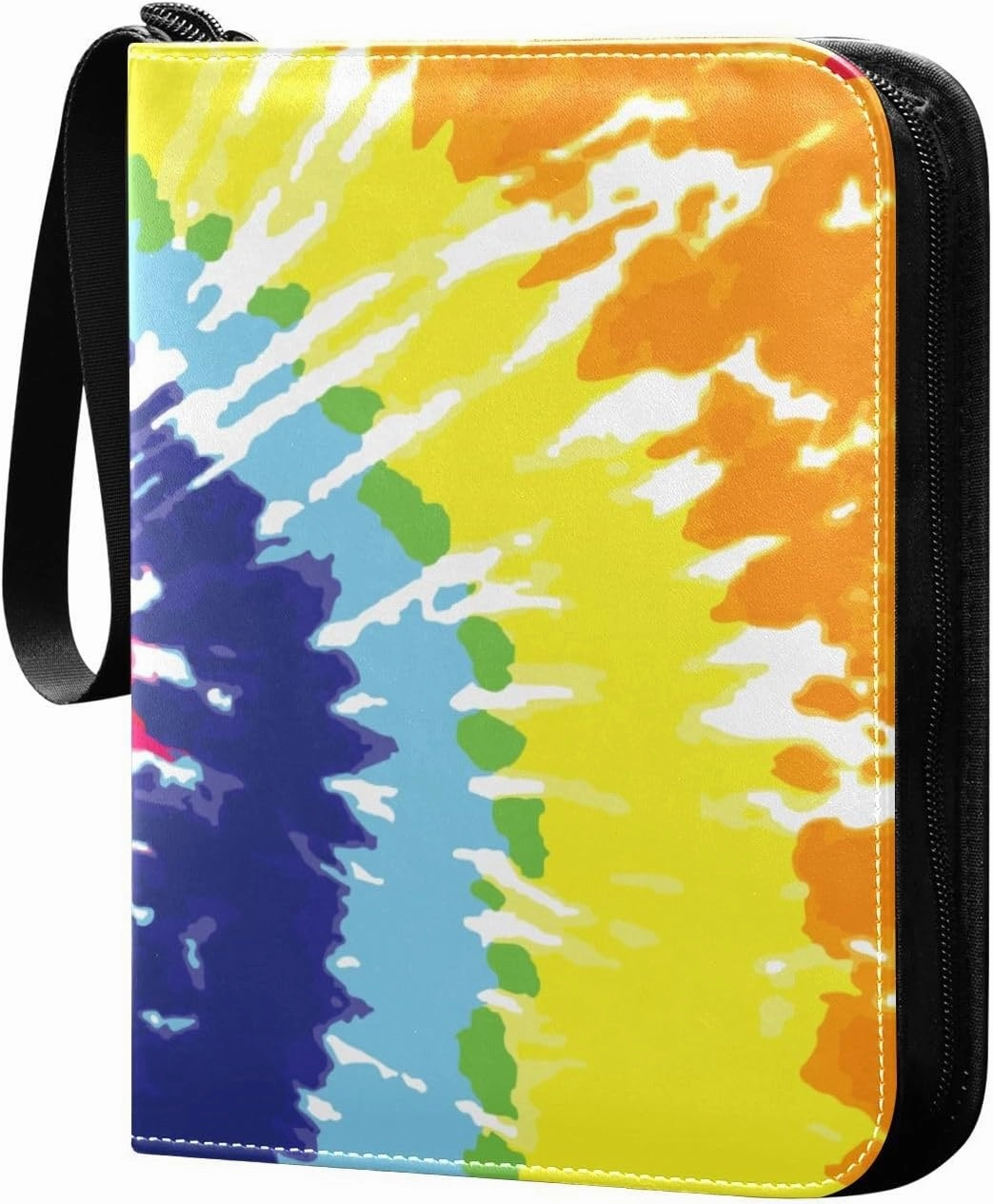 susiyo Card Binder Red Orange Yellow Green Blue Navy Colorful Tie Dye Rainbow Swirl Print Trading Football Collectible Card Albums 400 Pockets
