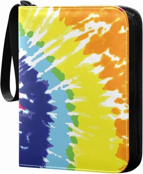 susiyo Card Binder Red Orange Yellow Green Blue Navy Colorful Tie Dye Rainbow Swirl Print Trading Football Collectible Card Albums 400 Pockets