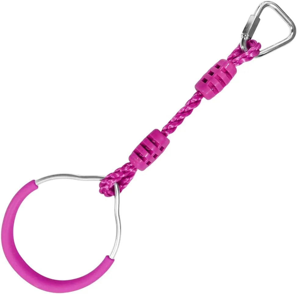Swing Gymnastic Ring Warrior Obstacle Ring Slackline Climb Trapeze Fist Training Equipment For Kids Adults, 2 Purple Ninja Monkey Bar Jungle Gym Outdoor Indoor Home Gym Backyard Playground Play Sets