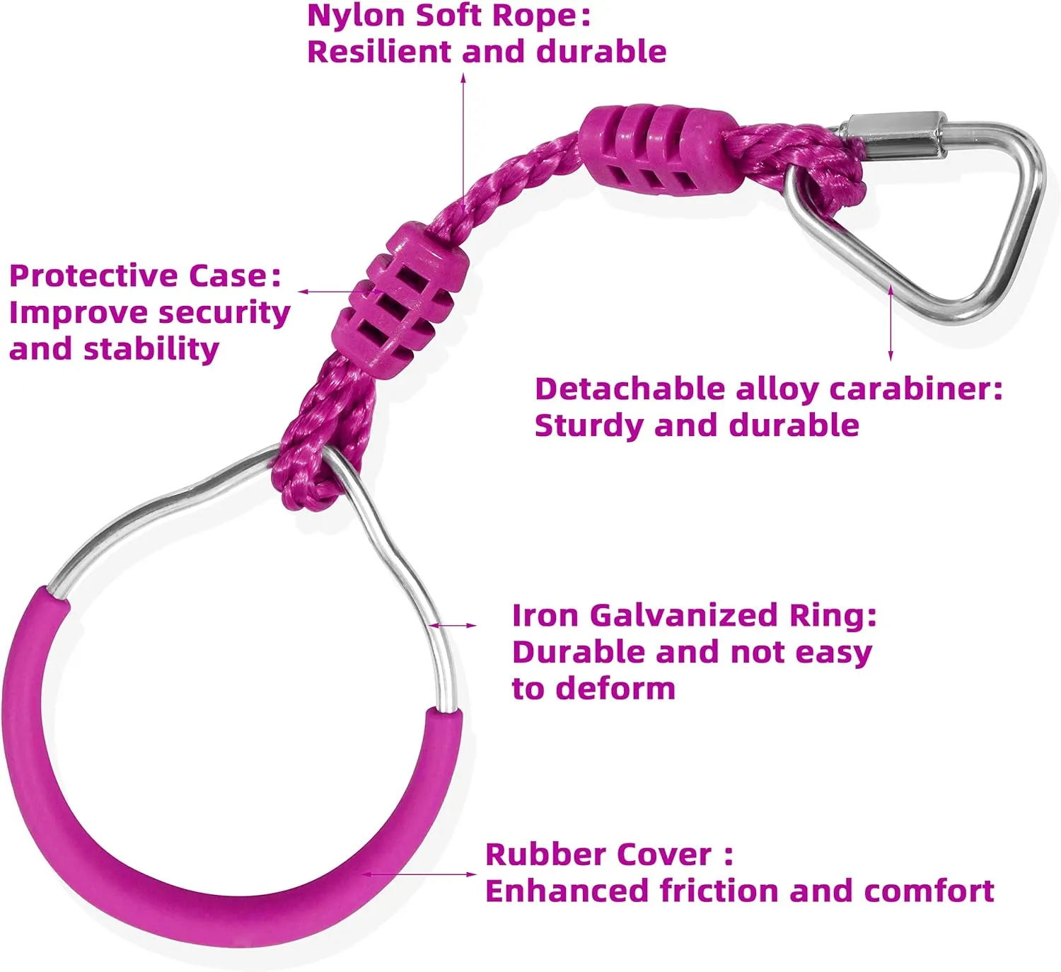 Swing Gymnastic Ring Warrior Obstacle Ring Slackline Climb Trapeze Fist Training Equipment For Kids Adults, 2 Purple Ninja Monkey Bar Jungle Gym Outdoor Indoor Home Gym Backyard Playground Play Sets