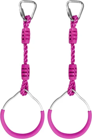 Swing Gymnastic Ring Warrior Obstacle Ring Slackline Climb Trapeze Fist Training Equipment For Kids Adults, 2 Purple Ninja Monkey Bar Jungle Gym Outdoor Indoor Home Gym Backyard Playground Play Sets
