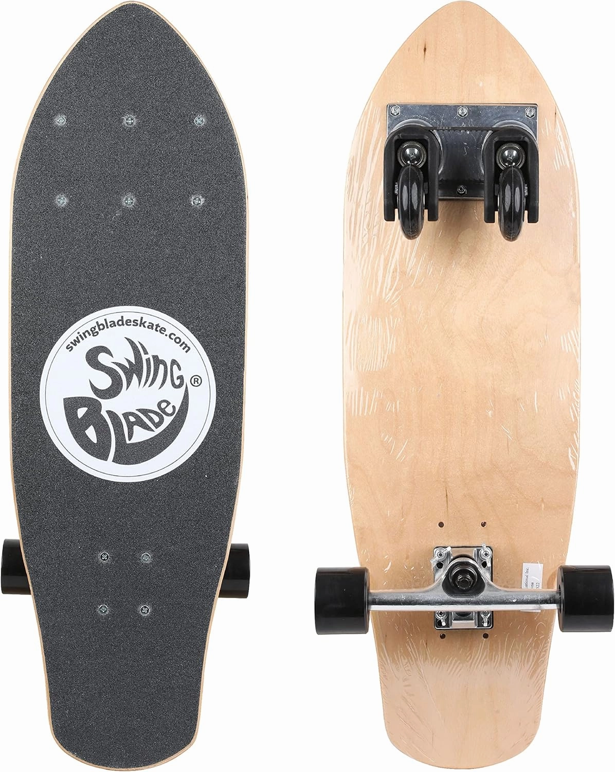Swing Blade Skateboard Caster Board, 7 Ply Maple Wood Cruiser Board with ABEC-7 Bearings, 7 in Aluminum Trucks, Smooth and Unique Riding, Lightweight, Split Resistant Deck