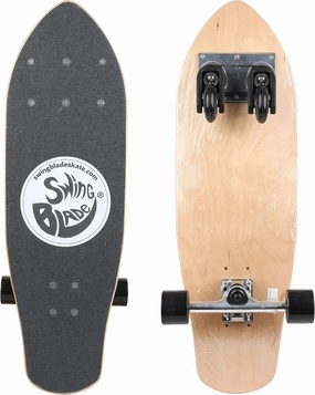 Swing Blade Skateboard Caster Board, 7 Ply Maple Wood Cruiser Board with ABEC-7 Bearings, 7 in Aluminum Trucks, Smooth and Unique Riding, Lightweight, Split Resistant Deck