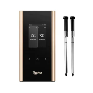 Sync Gold Wireless Meat Thermometer | Two Slim Probes | 10x Stronger Signal Than Bluetooth | Reliable Readings Through Kamado Grill, BBQ | Easy-to-Use Base | Perfect for Men, Dad, Fathers Day