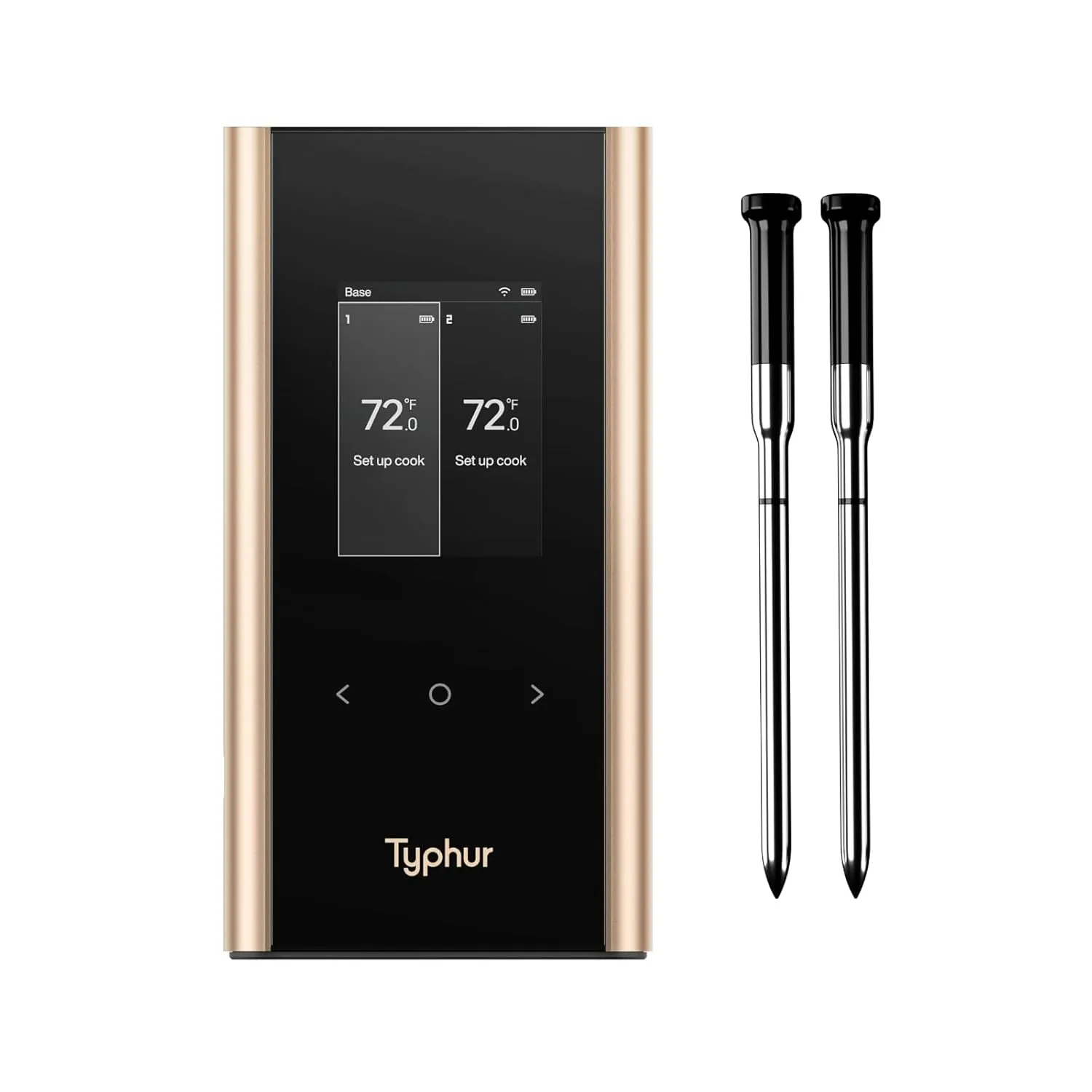 Sync Gold Wireless Meat Thermometer | Two Slim Probes | 10x Stronger Signal Than Bluetooth | Reliable Readings Through Kamado Grill, BBQ | Easy-to-Use Base | Perfect for Men, Dad, Fathers Day