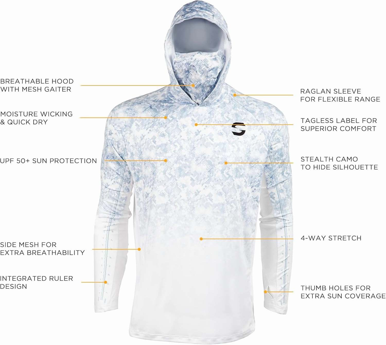 SYNKER Stealth All Weather Performance Fishing Camo Hoodie | UPF 50  Long Sleeve Shirt for Men and Women, Camouflage