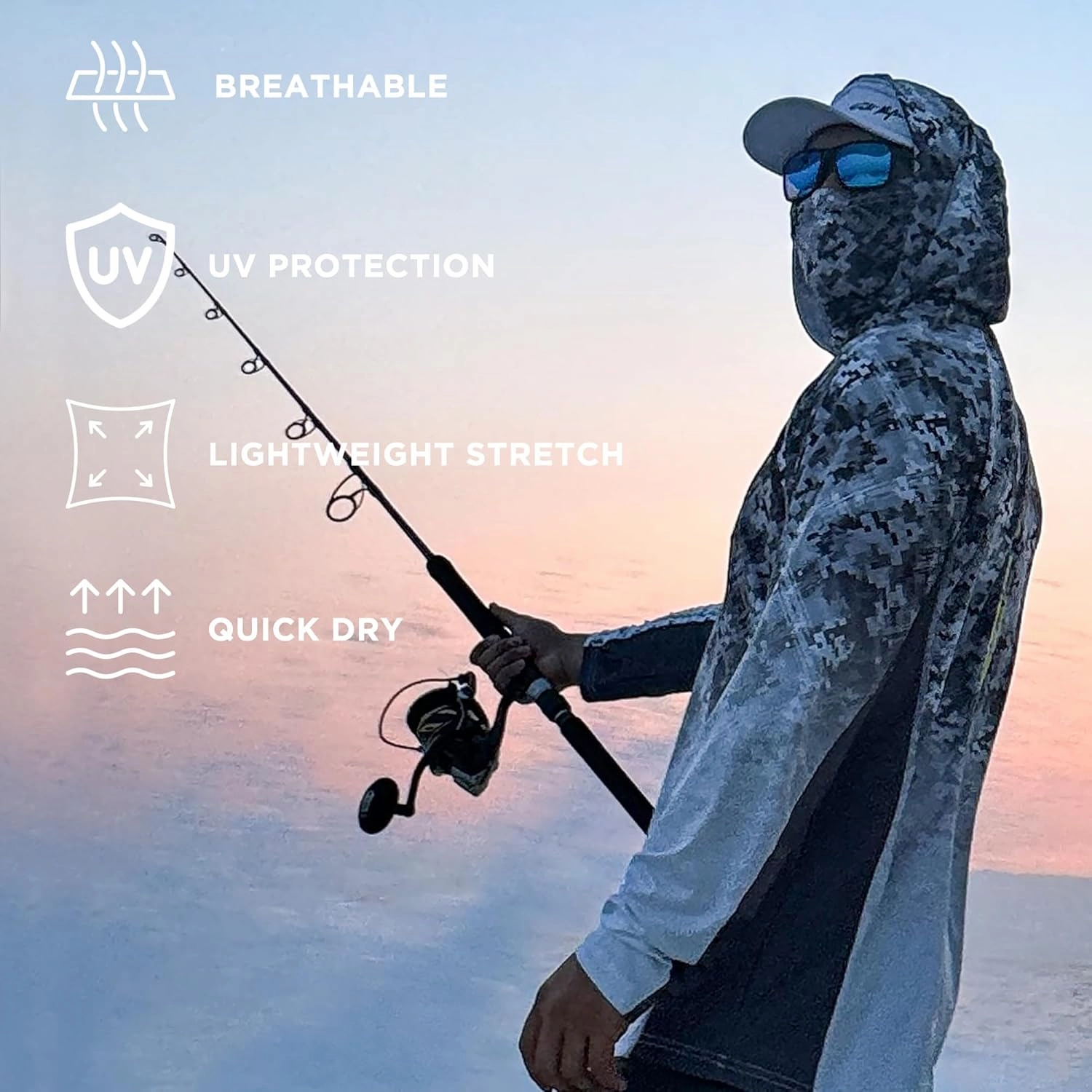 SYNKER Stealth All Weather Performance Fishing Camo Hoodie | UPF 50  Long Sleeve Shirt for Men and Women, Camouflage