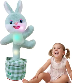 Talking Dancing Bunny Baby Toy for Kids Interactive Plush Toddlers Toys Talking Bunny Repeats What You Say Realistic Plush Educational Toy Teen Easter Bunny Basket stuffers Gifts Girls Boys Birthday