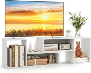 Tangkula 2 Pieces L-Shaped TV Stand, Free-Combination Entertainment Center for TVs up to 55 Inch, Modern TV Media Console Table with 4 Open Cubes, DIY Bookcase Shelf for Living Room (White, 2 pcs)