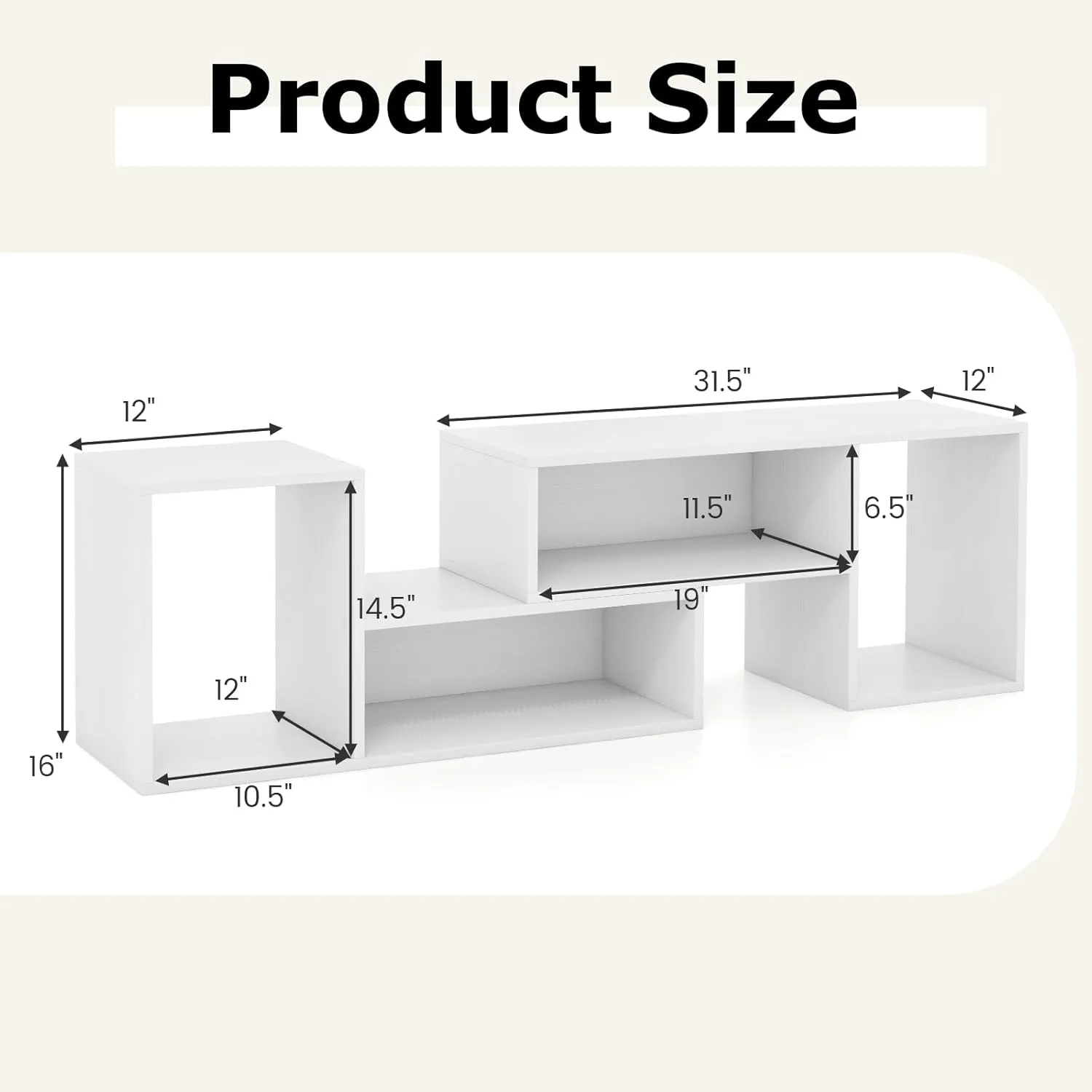 Tangkula 2 Pieces L-Shaped TV Stand, Free-Combination Entertainment Center for TVs up to 55 Inch, Modern TV Media Console Table with 4 Open Cubes, DIY Bookcase Shelf for Living Room (White, 2 pcs)