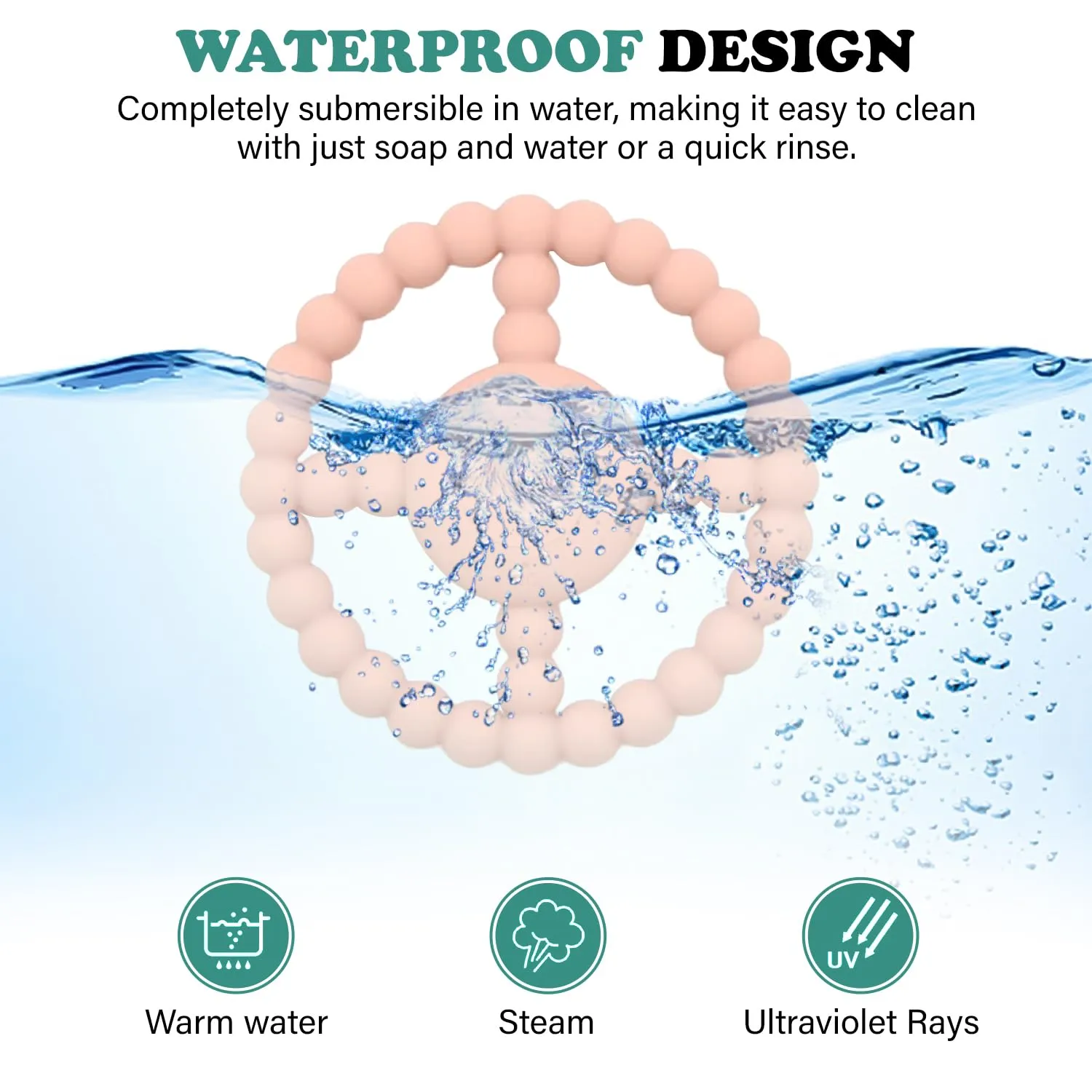 Teething Rings - Baby Teether Toys for Babies 6-18 Months - Vibrating Silicone Baby Chew Toys - Safe Teethers for Soothing Sore Gums - Support Speech- Waterproof Baby Teething Toys for Boys and Girls