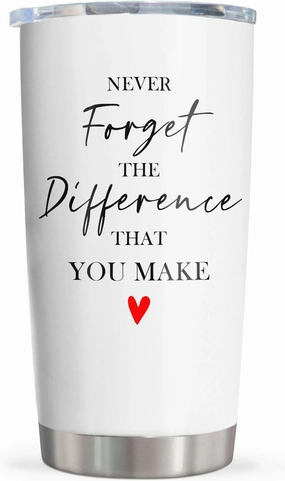 Thank You Gifts for Women/Men, Teacher/Employee Appreciation Gifts, Retirement Gift for Woman, Chaos Coordinator Farewell Gift for Coworkers, Never Forget The Difference You Make Tumbler 20oz