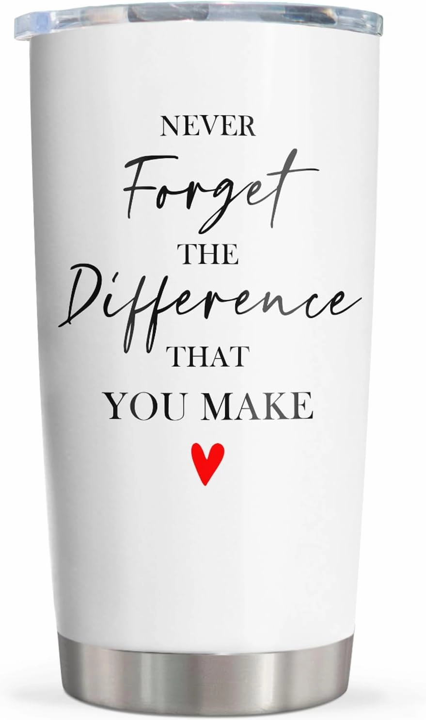 Thank You Gifts for Women/Men, Teacher/Employee Appreciation Gifts, Retirement Gift for Woman, Chaos Coordinator Farewell Gift for Coworkers, Never Forget The Difference You Make Tumbler 20oz