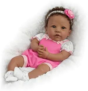 The Ashton-Drake Tasha Reborn Baby Doll by Linda Murray, 18 inches, Realisitc African-American Silicone Collectible with Outfit