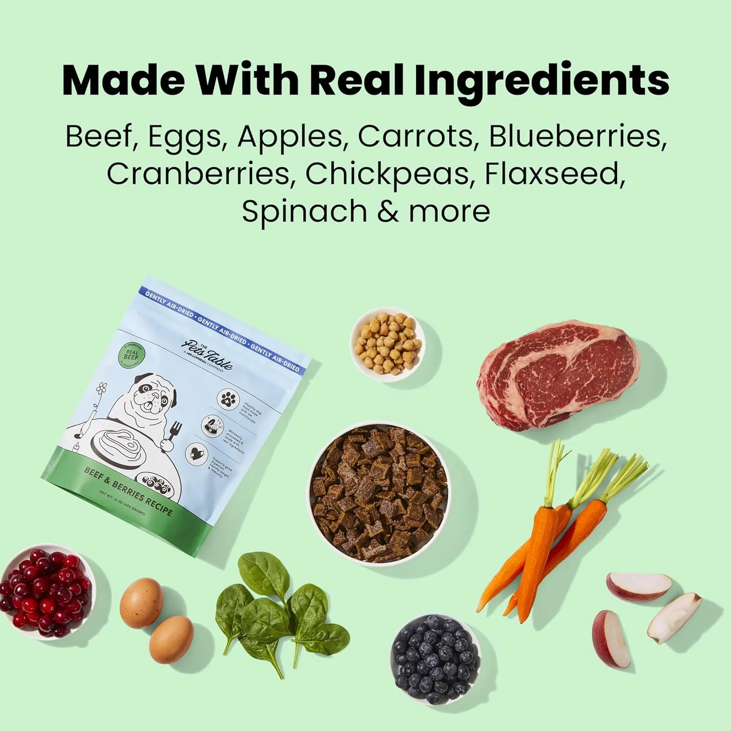 The Pets Table Beef & Berries Grain-Free Air Dried Dog Food, 48 Ounce Bag