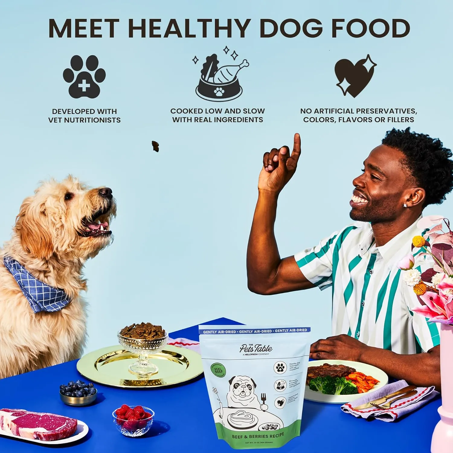 The Pets Table Beef & Berries Grain-Free Air Dried Dog Food, 48 Ounce Bag