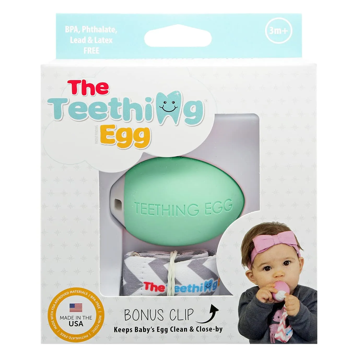 The Teething Egg and Grippie Ring - Baby Development Toys Newborn to 12 Months, 3, 4, 6 Up to 18 Months Old Boy or Girl, Sensory Toys, A Baby Registry Must Have, Mint