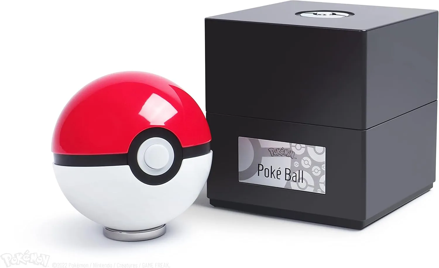 The Wand Company Original Poké Ball Authentic Replica - Realistic, Electronic, Die-Cast Poké Ball with Display Case Light Features – Officially Licensed by Pokémon
