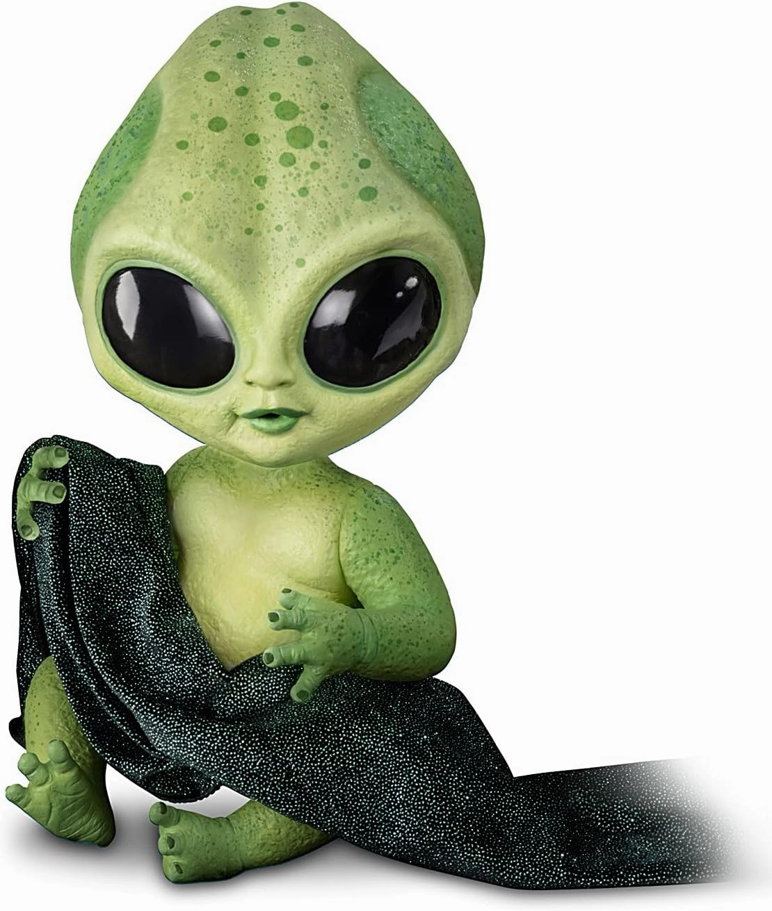 The Ashton-Drake Galleries Lumina Alien Baby Doll, 16 inches, Glow-in-The Dark Vinyl Skin, Poseable with Cosmic Blanket