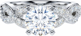 THELANDA Genuine Moissanite or Simulated 1CT Diamond Sterling Silver Twisted Infinity Split Shank Promise Ring Engagement Ring For Her