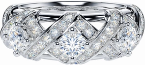 THELANDA Genuine Moissanite or Simulated Diamond Sterling Silver 3-Stone Vintage Luxury Crossover Crown Promise Ring Wedding Ring
