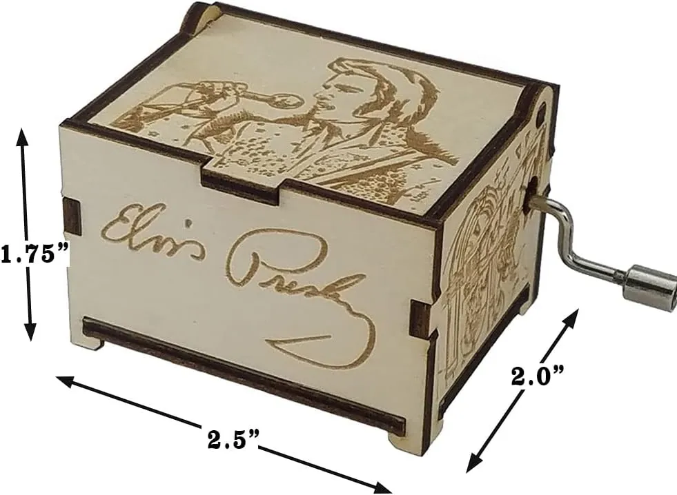 TheLaser'sEdge, Elvis Presley Mini Music Box with Can’t Help Falling in Love, Gifts for Women, Men, Birthday, Christmas, Mother’s Day, Anniversary or Merchandise Decor - Iconic