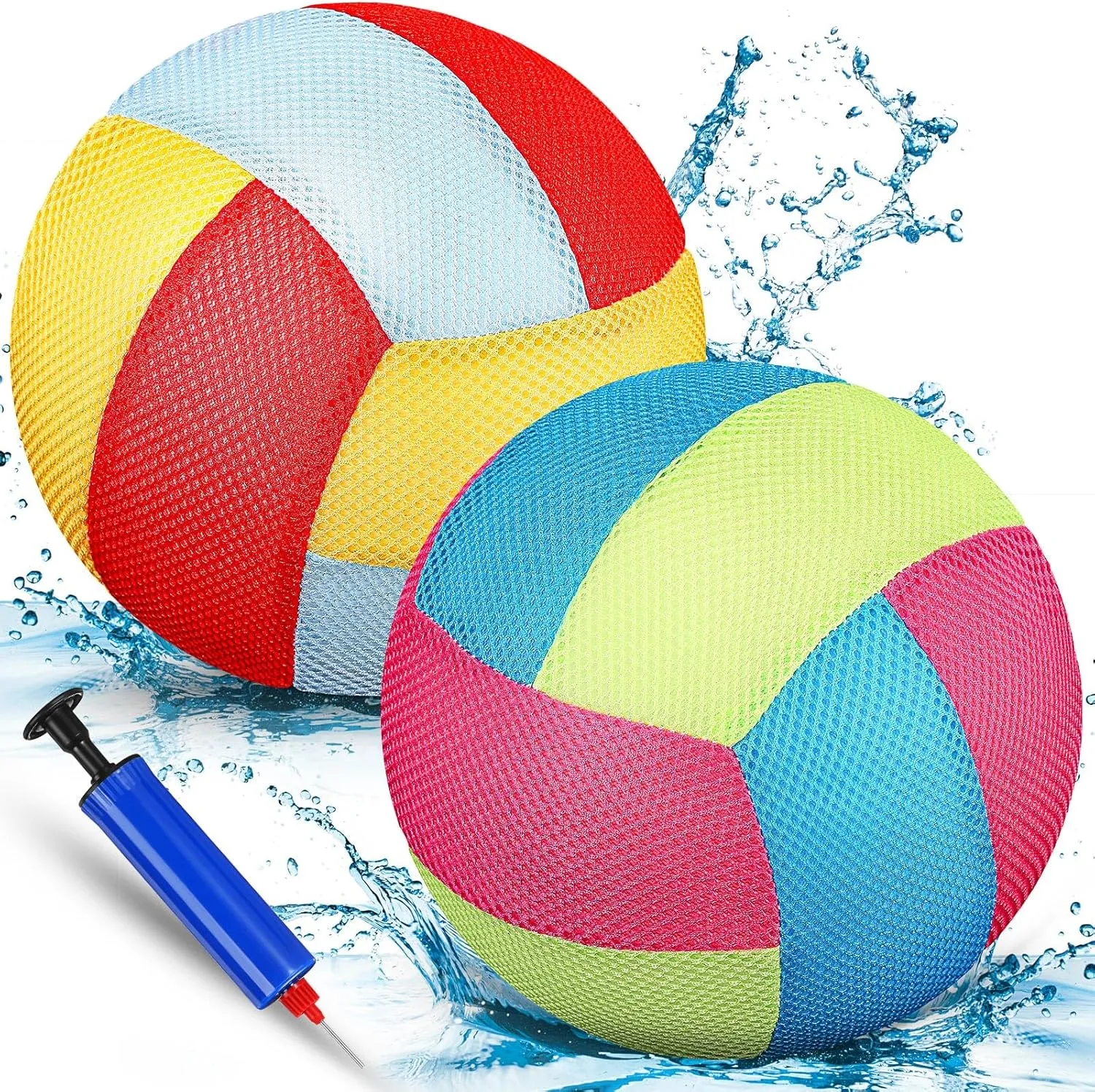Threan 2 Pcs 8.5 Inch Waterproof Volleyball Sure Grip Water Volleyball Colorful Beach Pool Volleyball Pool Game Outdoor and Indoor for Adults