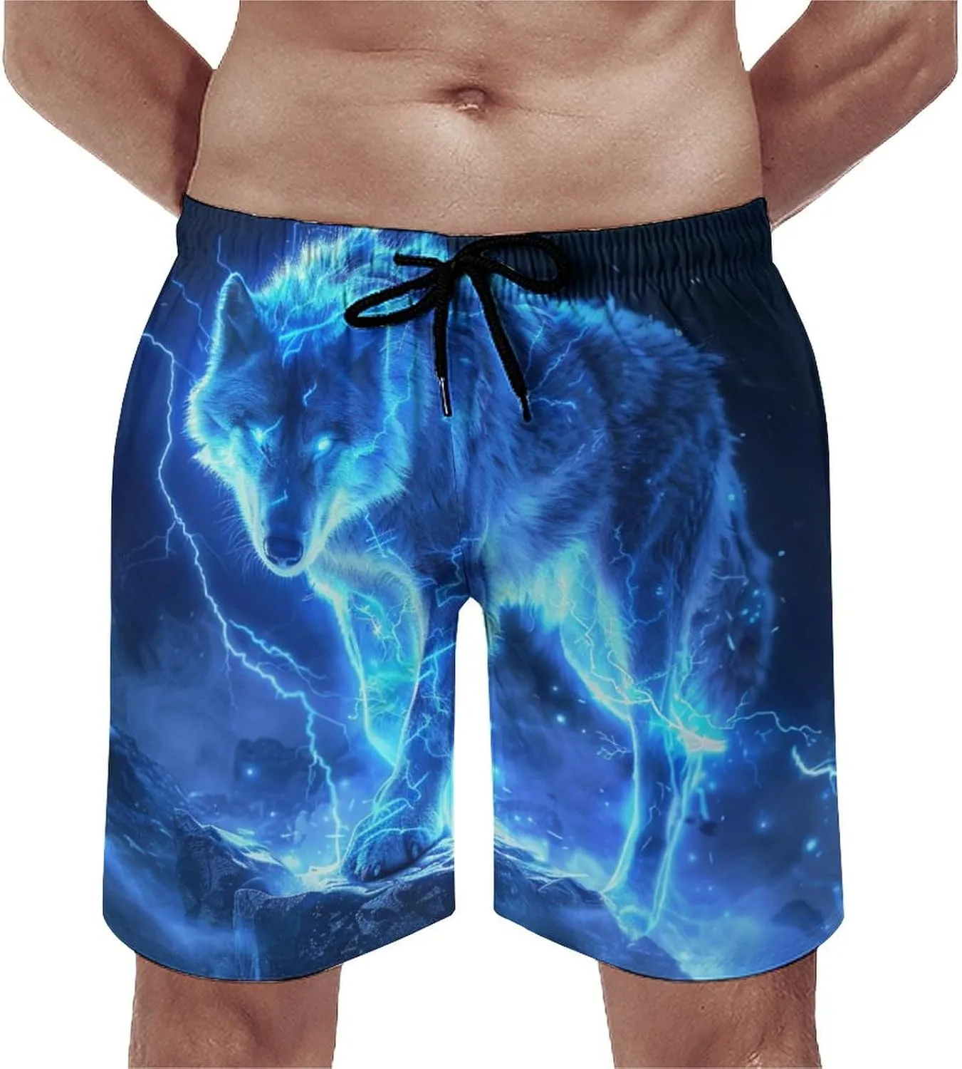 Thunders Wolf Men's Swim Trunks Breathable Bathing Suit Swimming Board Shorts Hawaiian Beach Swimwear