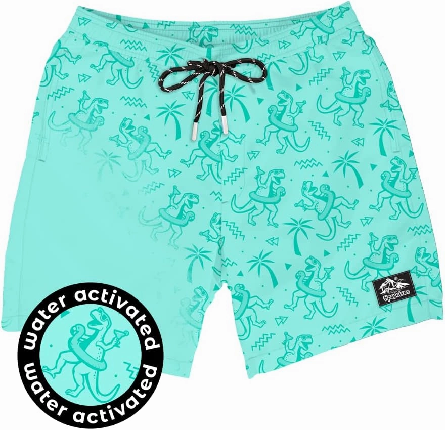 Tipsy Elves Men's Color Changing Swim Trunks - 7 Inch Inseam Bold Colorful Swimming Trunks for Men