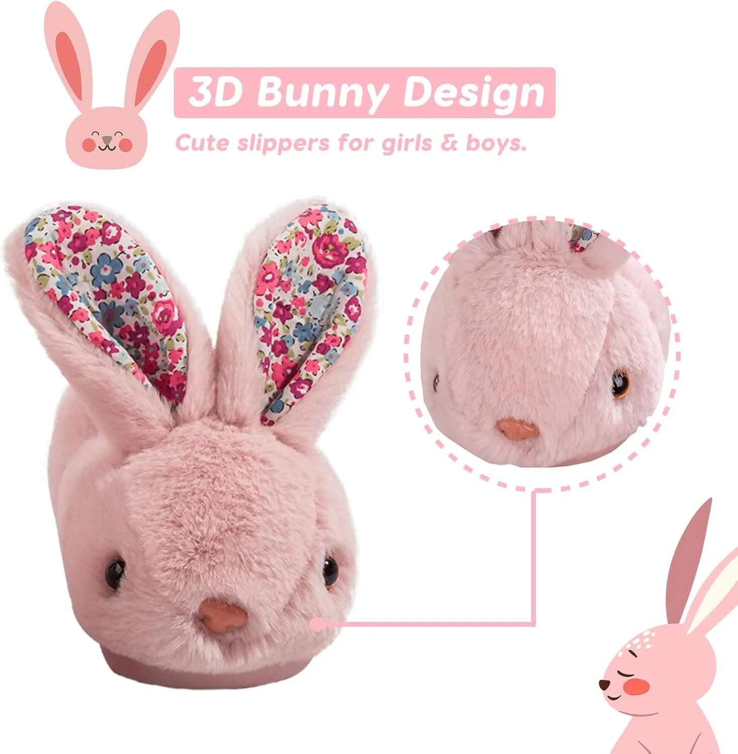 Toddler Bunny Slippers for Girls Boys Warm Plush Cute Rabbit Slippers Cozy House Slippers Indoor Outdoor for Kids Children