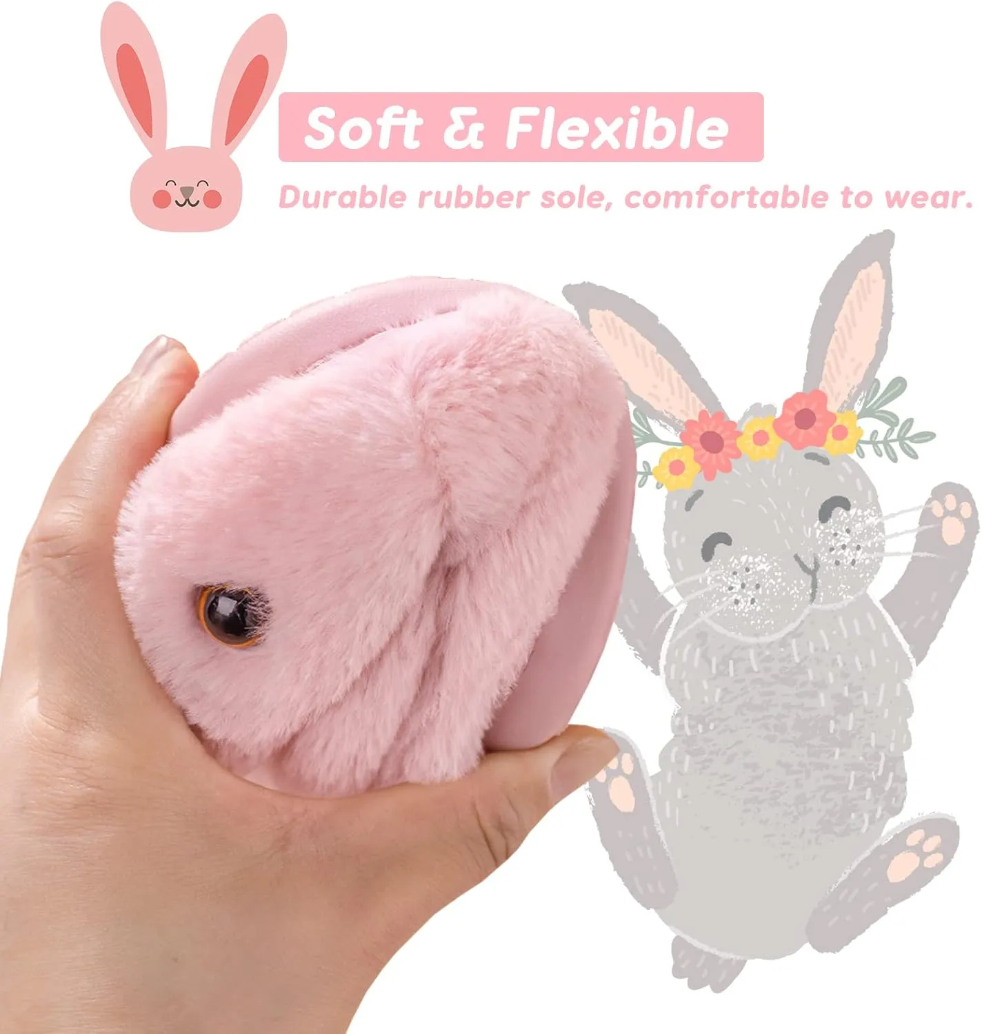 Toddler Bunny Slippers for Girls Boys Warm Plush Cute Rabbit Slippers Cozy House Slippers Indoor Outdoor for Kids Children