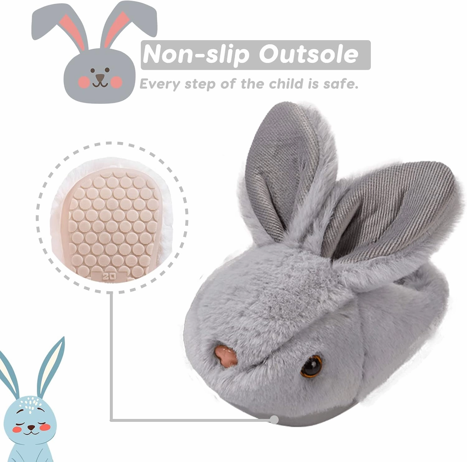 Toddler Bunny Slippers for Girls Boys Warm Plush Cute Rabbit Slippers Cozy House Slippers Indoor Outdoor for Kids Children