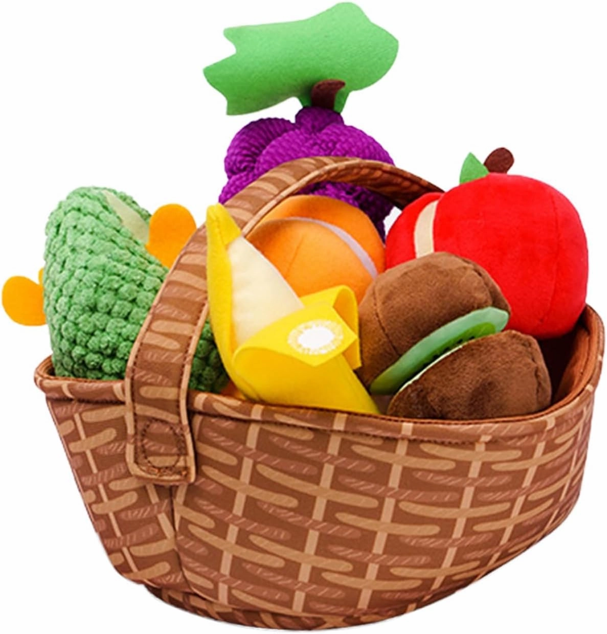 Toddler Pretend Play Food Toy 12M , Soft Plush Baby Montessori Fruit Basket, Kid Sensory Kitchen Grocery Playset Early Educational Gift for 1 2 3 Year Infant Boy Girl