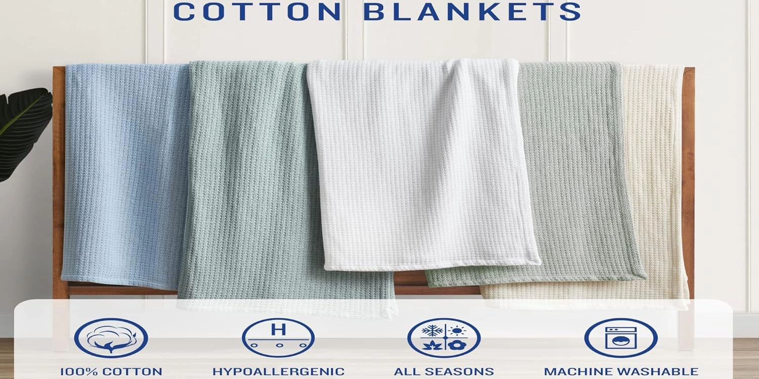 Tommy Bahama - Queen Blanket, Soft Cotton Bedding, Coastal Inspired Bedding Essentials (Bahama Coast White, Queen)