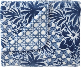 Tommy Bahama - Throw Blanket, Ultra Soft Coco Flannel Bedding, Island-Inspired Bedding Set, Oeko-Tex Certified (Lanikai Fronds Blue, 50" x 70")