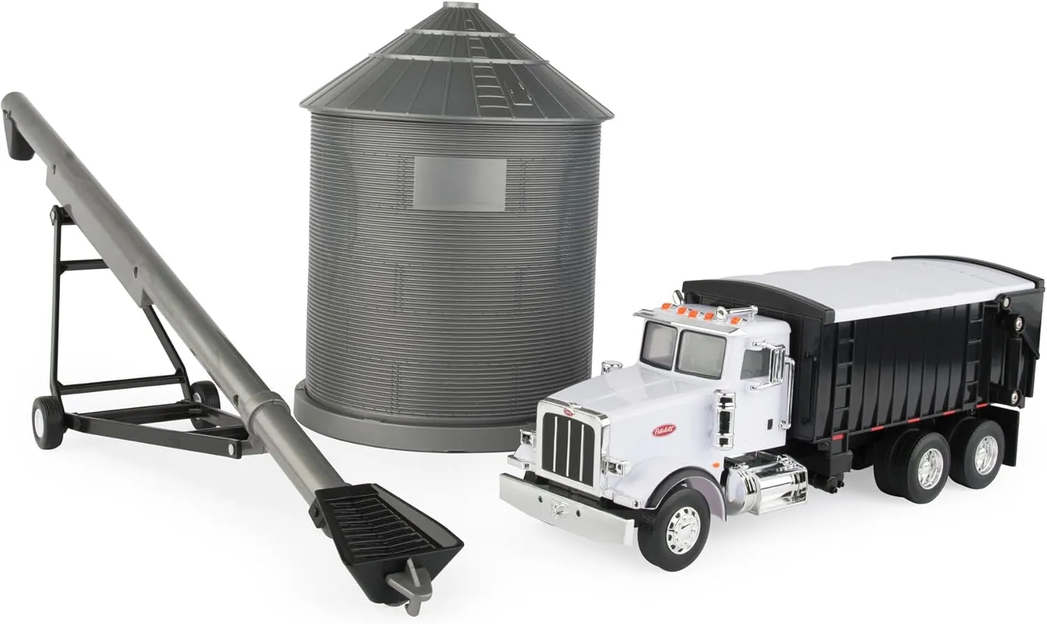 TOMY Big Farm Grain Harvesting Set and Peterbilt 367 Straight Truck - 1:32 Scale - Includes Grain Box, Grain Bin, and Auger - Farm Toys - Toddler Toys and Collectibles Ages 3 Years and Up