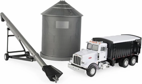 TOMY Big Farm Grain Harvesting Set and Peterbilt 367 Straight Truck - 1:32 Scale - Includes Grain Box, Grain Bin, and Auger - Farm Toys - Toddler Toys and Collectibles Ages 3 Years and Up