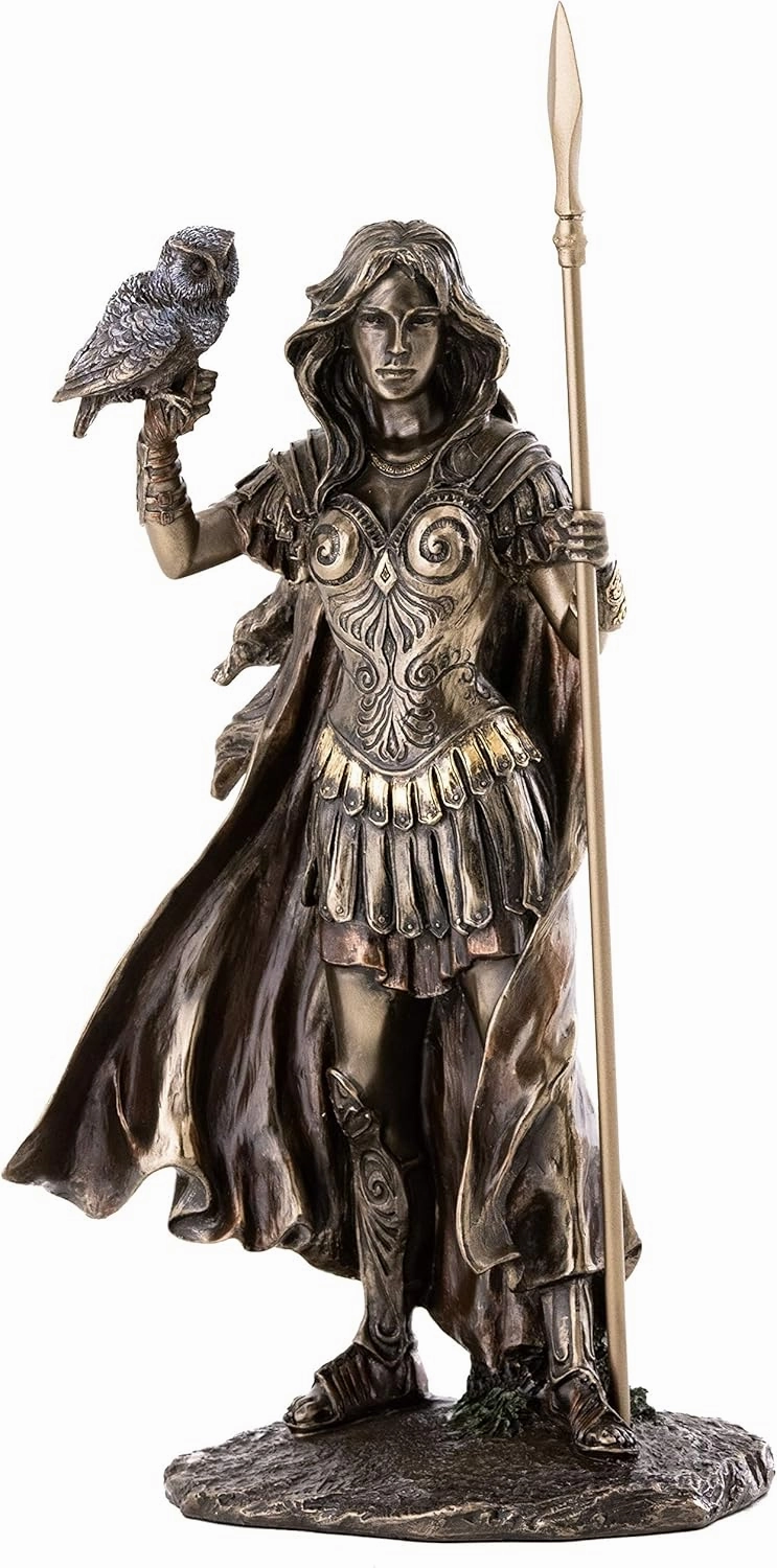 Top Collection Athena Greek Roman Mythology Statue - Goddess of Wisdom, War & The Arts Sculpture in Premium Cold Cast Bronze - 10-Inch Collectible Museum Grade Figurine